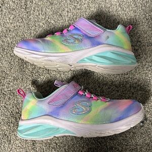 Skechers Kids Girls' Rainbow Pastel Velcro Sneakers - Size 3